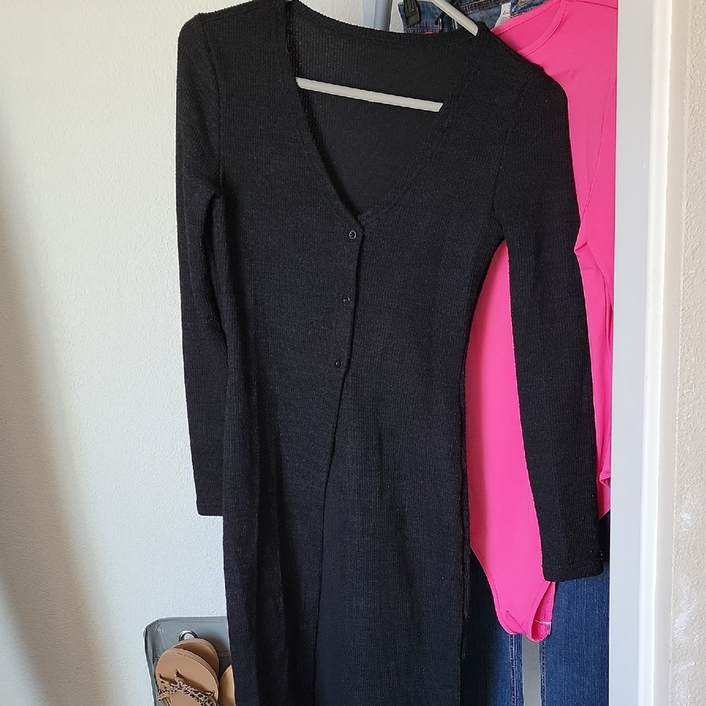 SHEIN Black V-Neck Blazer Dress